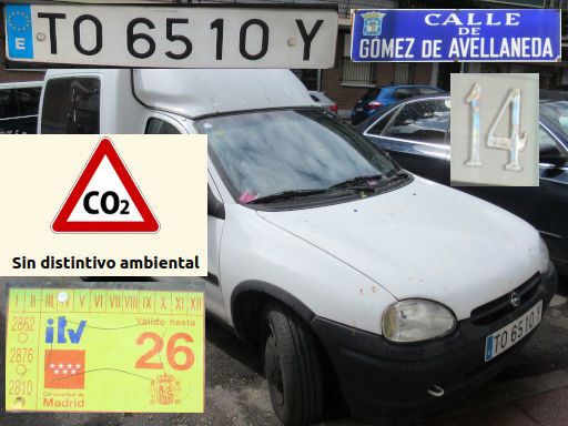 Vehículos abandonados, verlassene Fahrzeuge, Madrid, Spanien, Opel Combo Tour D, Kennzeichen TO 6510 Y, Erstzulassung Januar 1997, Calle Gomez de Avellaneda 14, 28017 Madrid im Mai 2026