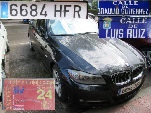 Vehículos abandonados, verlassene Fahrzeuge, Madrid, Spanien, BMW, Kennzeichen 6684 HFR, Erstzulassung Juli 2011, Calle Braulio Gutierrez / Luis Ruiz, 28017 Madrid im Mai 2026