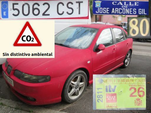 Vehículos abandonados, verlassene Fahrzeuge, Madrid, Spanien, Seat Leon TDI, Kennzeichen 5062 CST, Erstzulassung März 2004, Calle Jose Arcones Gil 80, 28017 Madrid im Mai 2026