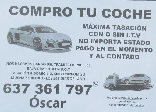 Vehículos abandonados, verlassene Fahrzeuge, Madrid, Spanien, Kärtchenhändler Óscar +34 637 361 797 im Mai 2026