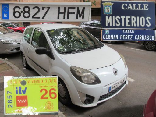 Vehículos abandonados, verlassene Fahrzeuge, Madrid, Spanien, Renault Clio, Kennzeichen 6827 HFM, Erstzulassung Juli 2011, Calle Misterios / Calle German Perez Carrasco, 28027 Madrid im Mai 2026