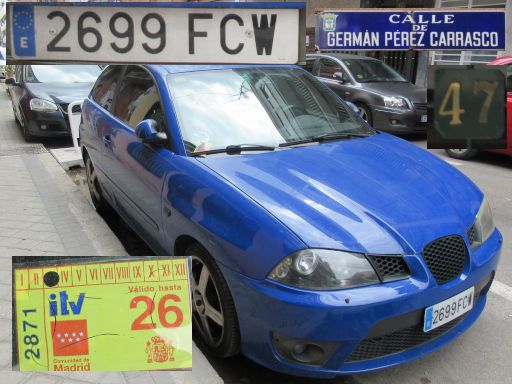 Vehículos abandonados, verlassene Fahrzeuge, Madrid, Spanien, Seat Ibiza, Kennzeichen 2699 FCW, Erstzulassung Juli 2006, Calle German Perez Carrasco 47, 28027 Madrid im Mai 2026