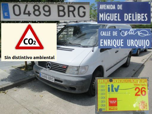 Vehículos abandonados, verlassene Fahrzeuge, Madrid, Spanien, Mercedes-Benz Vito, Kennzeichen 0489 BRG, Erstzulassung Dezember 2001, Avenida de Miguel Delibes / Calle Enrique Urquijo, 28052 Madrid im Mai 2026