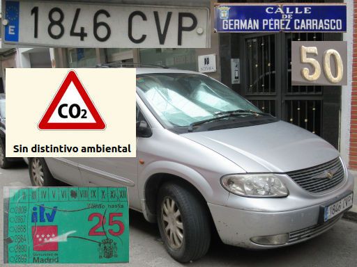 Vehículos abandonados, verlassene Fahrzeuge, Madrid, Spanien, Chrysler Voyager LX CRD, Kennzeichen 1846 CVP, Erstzulassung April 2004, Calle German Perez Carrasco 50, 28027 Madrid im Mai 2026