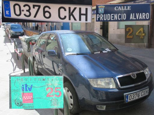 Vehículos abandonados, verlassene Fahrzeuge, Madrid, Spanien, Skoda Fabia FSI, Kennzeichen 0376 CKH, Erstzulassung Juli 2003, Calle Prudencio Alvaro 24, 28027 Madrid im Mai 2026
