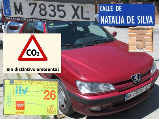 Vehículos abandonados, verlassene Fahrzeuge, Madrid, Spanien, Peugeot 306, Kennzeichen M 7835 XL, Erstzulassung Mai 1999, Calle Natalia de Silva 5, 28027 Madrid im Mai 2026