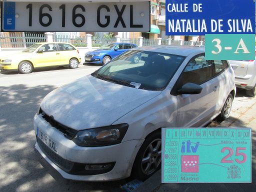 Vehículos abandonados, verlassene Fahrzeuge, Madrid, Spanien, Volkswagen Polo 1.4, Kennzeichen 1616 GXL, Erstzulassung Juni 2010, Calle Natalia de Silva 3 A, 28027 Madrid im Mai 2026