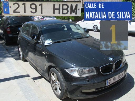 Vehículos abandonados, verlassene Fahrzeuge, Madrid, Spanien, BMW 118d, Kennzeichen 2191 HBM, Erstzulassung Januar 2011, Calle Natalia de Silva 1, 28027 Madrid im Mai 2026