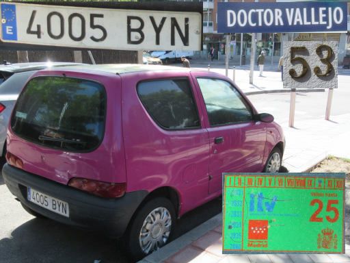 Vehículos abandonados, verlassene Fahrzeuge, Madrid, Spanien, Fiat 600, Kennzeichen 4005 BYN, Erstzulassung Juli 2002, Calle Doctor Vallejo 53, 28027 Madrid im Mai 2026
