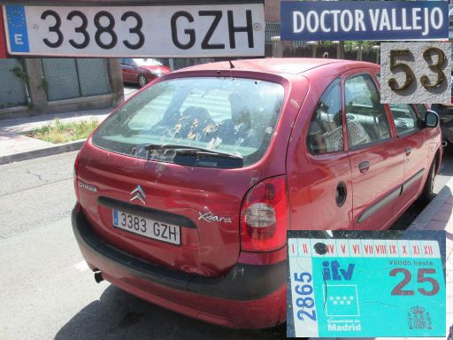 Vehículos abandonados, verlassene Fahrzeuge, Madrid, Spanien, Citroën Xsara, Kennzeichen 3383 GZH, Erstzulassung Oktober 2010, Calle Doctor Vallejo 53, 28027 Madrid im Mai 2026