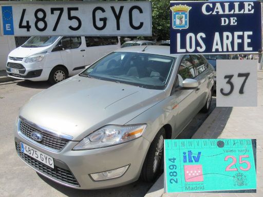Vehículos abandonados, verlassene Fahrzeuge, Madrid, Spanien, Ford Mondeo, Kennzeichen 4875 GYC, Erstzulassung Juli 2010, Calle Los Arfe 37, 28027 Madrid im Mai 2026