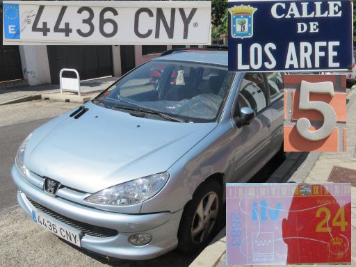 Vehículos abandonados, verlassene Fahrzeuge, Madrid, Spanien, Peugeot 206 SW, Kennzeichen 4436 CNY, Erstzulassung November 2003, Calle Los Arfe 5, 28027 Madrid im Mai 2026