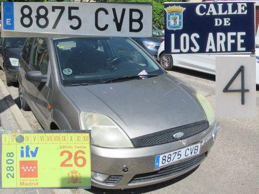 Vehículos abandonados, verlassene Fahrzeuge, Madrid, Spanien, Ford Fiesta, Kennzeichen 8875 CVB, Erstzulassung April 2004, Calle Los Arfe 4, 28027 Madrid im Mai 2026