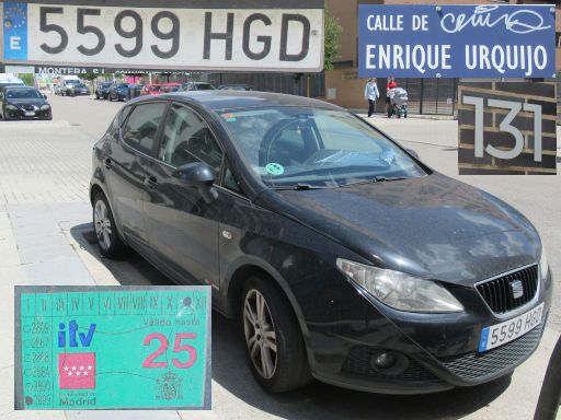 Vehículos abandonados, verlassene Fahrzeuge, Madrid, Spanien, Seat Ibiza, Kennzeichen 5599 HGD, Erstzulassung September 2011, Calle Enrique Urquijo 131, 28052 Madrid im Mai 2026