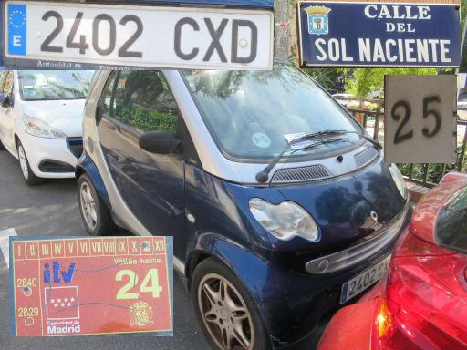 Vehículos abandonados, verlassene Fahrzeuge, Madrid, Spanien, Smart fortwo, Kennzeichen 2402 CXD, Erstzulassung Juni 2004, Calle Sol Naciente 25, 28027 Madrid im Mai 2026
