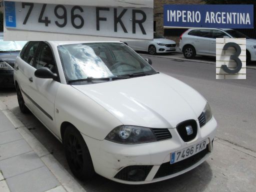 Vehículos abandonados, verlassene Fahrzeuge, Madrid, Spanien, Seat Ibiza, Kennzeichen 7496 FKR, Erstzulassung Januar 2007, Calle Imperio Argentina 3, 28052 Madrid im Mai 2026