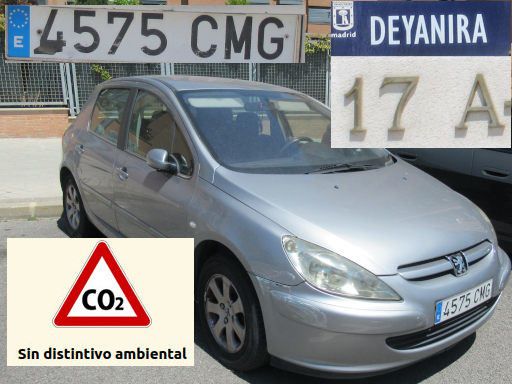 Vehículos abandonados, verlassene Fahrzeuge, Madrid, Spanien, Peugeot 307 HDI, Kennzeichen 4575 CMG, Erstzulassung September 2003, Calle Deyanira 17 A, 28022 Madrid im Mai 2026