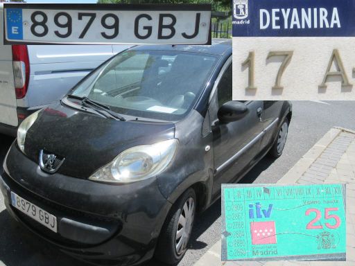 Vehículos abandonados, verlassene Fahrzeuge, Madrid, Spanien, Peugeot 107, Kennzeichen 8979 GBJ, Erstzulassung Februar 2008, Calle Deyanira 17 A, 28022 Madrid im Mai 2026