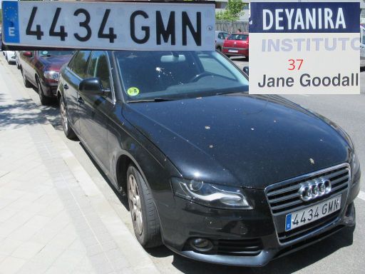 Vehículos abandonados, verlassene Fahrzeuge, Madrid, Spanien, Audi A4 2.0 TDI, Kennzeichen 4434 GMN, Erstzulassung Mai 2009, Calle Deyanira 37, 28022 Madrid im Mai 2026