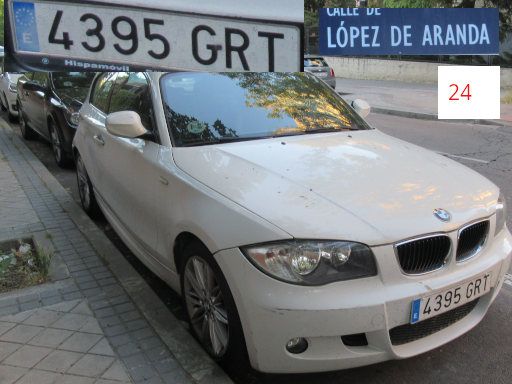 Vehículos abandonados, verlassene Fahrzeuge, Madrid, Spanien, BMW 116d, Kennzeichen 4395 GRT, Erstzulassung November 2009, Calle Lopez de Aranda 24, 28027 Madrid im Mai 2026