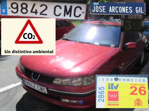 Vehículos abandonados, verlassene Fahrzeuge, Madrid, Spanien, Peugeot 407, Kennzeichen 9842 CMC, Erstzulassung September 2003, Calle Jose Arcones Gil 30, 28017 Madrid im Mai 2026