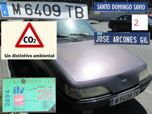 Vehículos abandonados, verlassene Fahrzeuge, Madrid, Spanien, Daewoo Aranos, Kennzeichen M 6409 TB, Erstzulassung Dezember 1995, Calle Santo Domingo Savio 2, Calle Jose Arcones Gil, 28017 Madrid im Mai 2026
