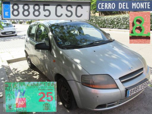 Vehículos abandonados, verlassene Fahrzeuge, Madrid, Spanien, Daewoo Kalo, Kennzeichen 8885 CSC, Erstzulassung Februar 2004, Calle Cerro del Monte 8, 28052 Madrid im Mai 2026