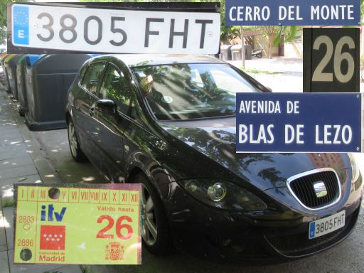 Vehículos abandonados, verlassene Fahrzeuge, Madrid, Spanien, Seat Leon, Kennzeichen 3805 FHT, Erstzulassung November 2006, Calle Cerro del Monte 26, 28052 Madrid im Mai 2026
