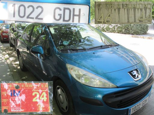 Vehículos abandonados, verlassene Fahrzeuge, Madrid, Spanien, Peugeot 207, Kennzeichen 1022 GDH, Erstzulassung April 2008, Calle de la Igualdad 46, 28052 Madrid im Mai 2026