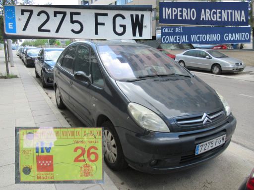 Vehículos abandonados, verlassene Fahrzeuge, Madrid, Spanien, Citroën Xsara, Kennzeichen 7275 FGW, Erstzulassung Oktober 2006, Calle Imperio Argentina 26, 28052 Madrid im Mai 2026