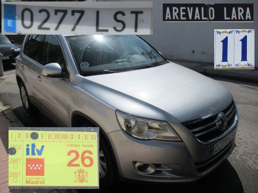 Vehículos abandonados, verlassene Fahrzeuge, Madrid, Spanien, Volkswagen Tiguan TDI, Kennzeichen 0277 LST, Erstzulassung September 2021, Calle Arevalo 11, 28027 Madrid im Mai 2026
