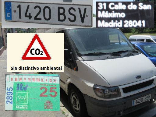 Vehículos abandonados, verlassene Fahrzeuge, Madrid, Spanien, Ford Transit, Kennzeichen 1420 BSV, Erstzulassung Februar 2002, Calle San Maximo 31, 28041 Madrid im Mai 2026