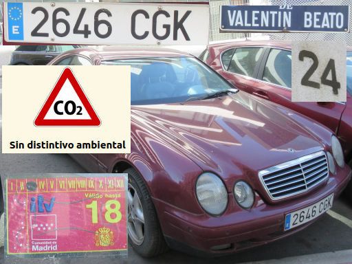 Vehículos abandonados, verlassene Fahrzeuge, Madrid, Spanien, Mercedes-Benz CLK, Kennzeichen 2646 CGK, Erstzulassung März 2003, Calle Valentin Beato 24, 28037 Madrid im Mai 2026