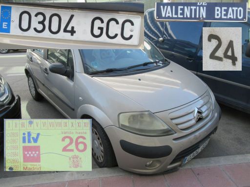 Vehículos abandonados, verlassene Fahrzeuge, Madrid, Spanien, Citroën C3, Kennzeichen 0304 GCC, Erstzulassung März 2008, Calle Valentin Beato 24, 28037 Madrid im Mai 2026