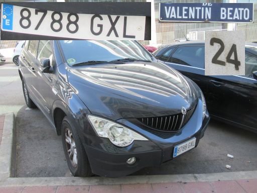 Vehículos abandonados, verlassene Fahrzeuge, Madrid, Spanien, SsangYong Actyon, Kennzeichen 8788 GXL, Erstzulassung Juni 2010, Calle Valentin Beato 24, 28037 Madrid im Mai 2026