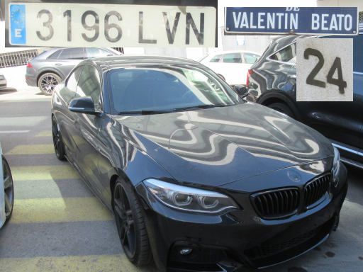 Vehículos abandonados, verlassene Fahrzeuge, Madrid, Spanien, BMW 2 Serie Coupe, Kennzeichen 3196 LVN, Erstzulassung Dezember 2021, Calle Valentin Beato 24, 28037 Madrid im Mai 2026