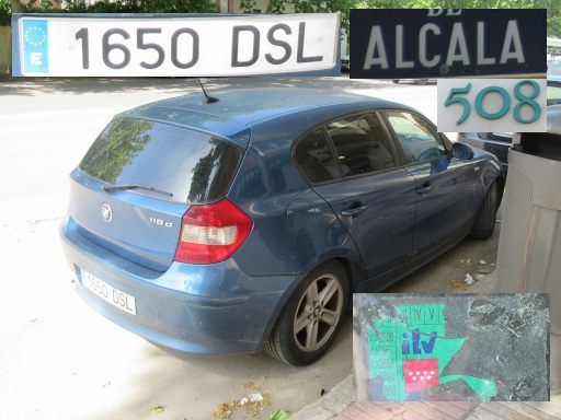 Vehículos abandonados, verlassene Fahrzeuge, Madrid, Spanien, BMW 118d, Kennzeichen 1650 DSL, Erstzulassung Januar 2005, Calle Alcala 508, 28027 Madrid im Mai 2026