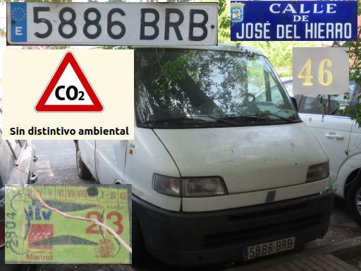 Vehículos abandonados, verlassene Fahrzeuge, Madrid, Spanien, Fiat Ducato, Kennzeichen 5886 BRB, Erstzulassung Dezember 2001, Calle Jose del Hierro 46, 28027 Madrid im Mai 2026