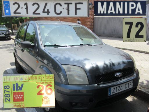 Vehículos abandonados, verlassene Fahrzeuge, Madrid, Spanien, Ford Fusion, Kennzeichen 2124 CTF, Erstzulassung März 2004, Calle Manipa 72, 28027 Madrid im Mai 2026