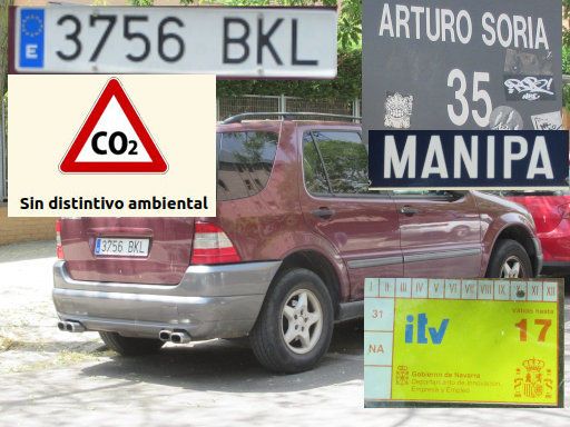 Vehículos abandonados, verlassene Fahrzeuge, Madrid, Spanien, Mercedes-Benz ML 320, Kennzeichen 3756 BKL, Erstzulassung Juni 2001, Calle Arturio Soria 35 / Calle Manipa, 28027 Madrid im Mai 2026