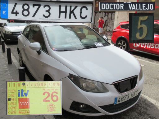 Vehículos abandonados, verlassene Fahrzeuge, Madrid, Spanien, Seat Ibiza, Kennzeichen 4873 HKC, Erstzulassung Mai 2012, Calle Doctor Vallejo 5, 28027 Madrid im Mai 2026