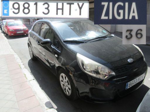 Vehículos abandonados, verlassene Fahrzeuge, Madrid, Spanien, Kia Rio, Kennzeichen 9813 HTY, Erstzulassung Dezember 2013, Calle Zigia 36, 28027 Madrid im Mai 2026