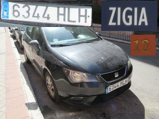 Vehículos abandonados, verlassene Fahrzeuge, Madrid, Spanien, Seat Ibiza, Kennzeichen 6344 HLH, Erstzulassung Juli 2012, Calle Zigia 12, 28027 Madrid im Mai 2026