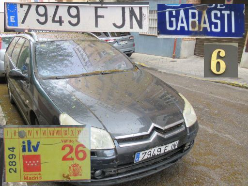 Vehículos abandonados, verlassene Fahrzeuge, Madrid, Spanien, Citroën C5, Kennzeichen 7949 FJN, Erstzulassung Dezember 2006, Calle Gabasti 6, 28027 Madrid im Mai 2026