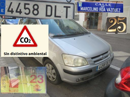 Vehículos abandonados, verlassene Fahrzeuge, Madrid, Spanien, Hyundai Getz, Kennzeichen 4458 DLT, Erstzulassung Januar 2005, Calle Marcelino Roa Vazquez 25, 28017 Madrid im Mai 2026