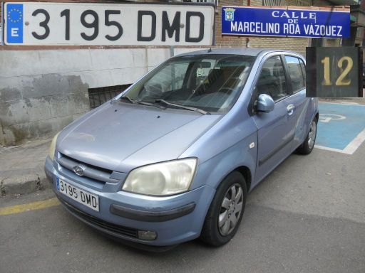 Vehículos abandonados, verlassene Fahrzeuge, Madrid, Spanien, Hyundai Getz, Kennzeichen 3195 DMD, Erstzulassung Januar 2005, Calle Marcelino Roa Vazquez 12, 28017 Madrid im Mai 2026