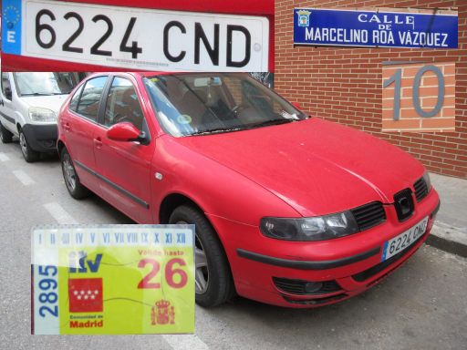 Vehículos abandonados, verlassene Fahrzeuge, Madrid, Spanien, Seat Ibiza, Kennzeichen 6224 CND, Erstzulassung Oktober 2003, Calle Marcelino Roa Vazquez 10, 28017 Madrid im Mai 2026