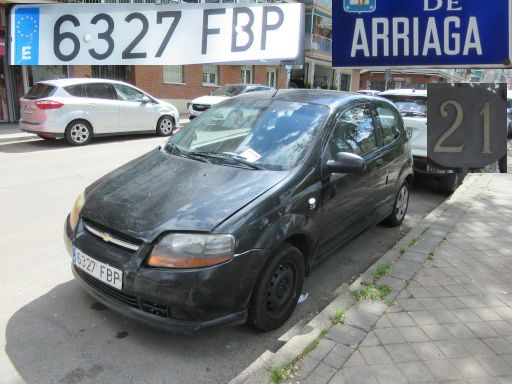 Vehículos abandonados, verlassene Fahrzeuge, Madrid, Spanien, Chevrolet Kalos, Kennzeichen 6327 FBP, Erstzulassung Juni 2006, Calle Arriaga 21, 28017 Madrid im Mai 2026