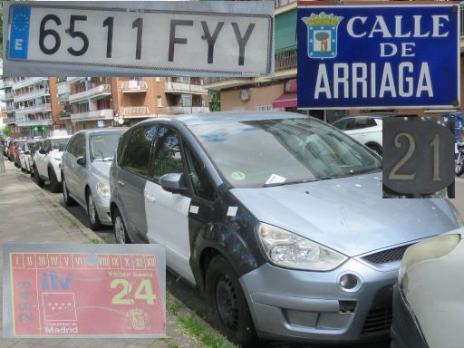 Vehículos abandonados, verlassene Fahrzeuge, Madrid, Spanien, Ford S-Max TDCi, Kennzeichen 6511 FYY, Erstzulassung Januar 2008, Calle Arriaga 21, 28017 Madrid im Mai 2026