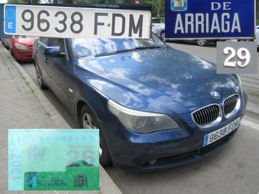 Vehículos abandonados, verlassene Fahrzeuge, Madrid, Spanien, BMW 530 xd, Kennzeichen 9638 FDM, Erstzulassung Juli 2006, Calle Arriaga 29, 28017 Madrid im Mai 2026